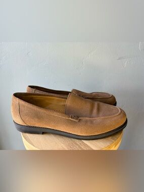 LL BEAN Brown Suede Leather Slip On Loafers ~ Size 9.5